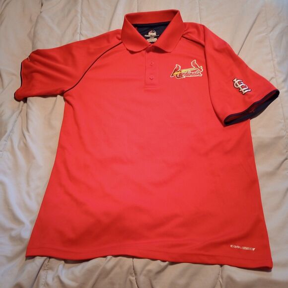St. Louis Cardinals Women's Majestic Cool Base Polo M Baseball 100% Polyester - Picture 1 of 8